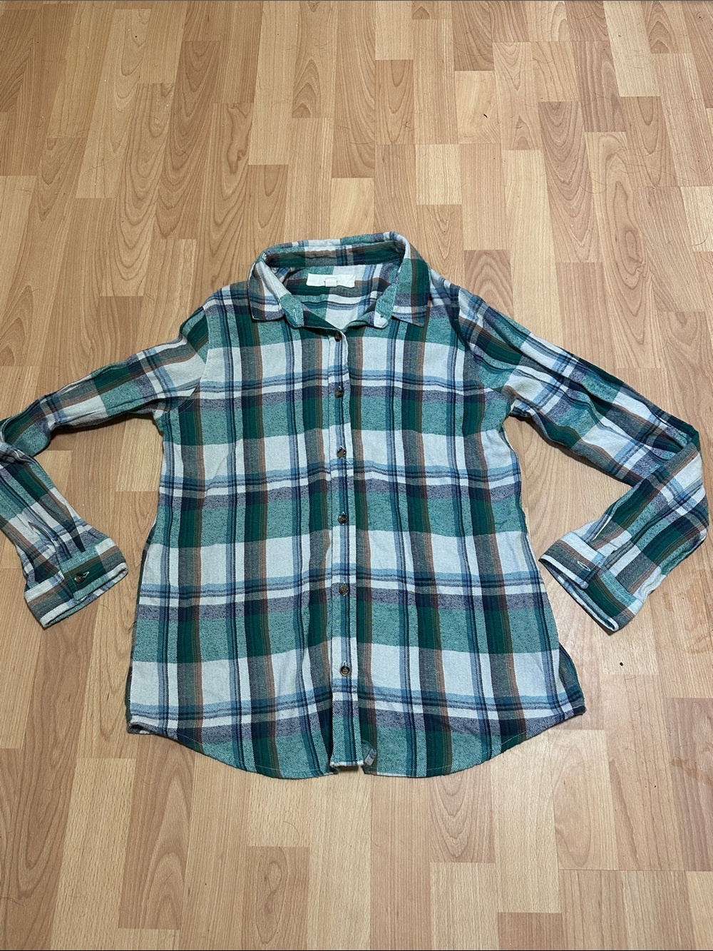 Green Plaid Button-Up Shirt